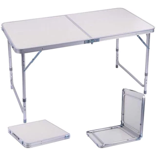 90 x 60 CM Mesa Dobrável de Alumínio Portátil Vira Maleta Camping Praia com Tampo de MDF