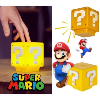 Luminária Abajur Mini Question Block de Led 3D Recarregável USB Geek Coleção Jogos Super Mario
