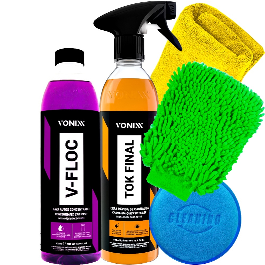 Kit Vonixx Shampoo V-floc Cera Tok Final Luva Pano Toalha Aplicador