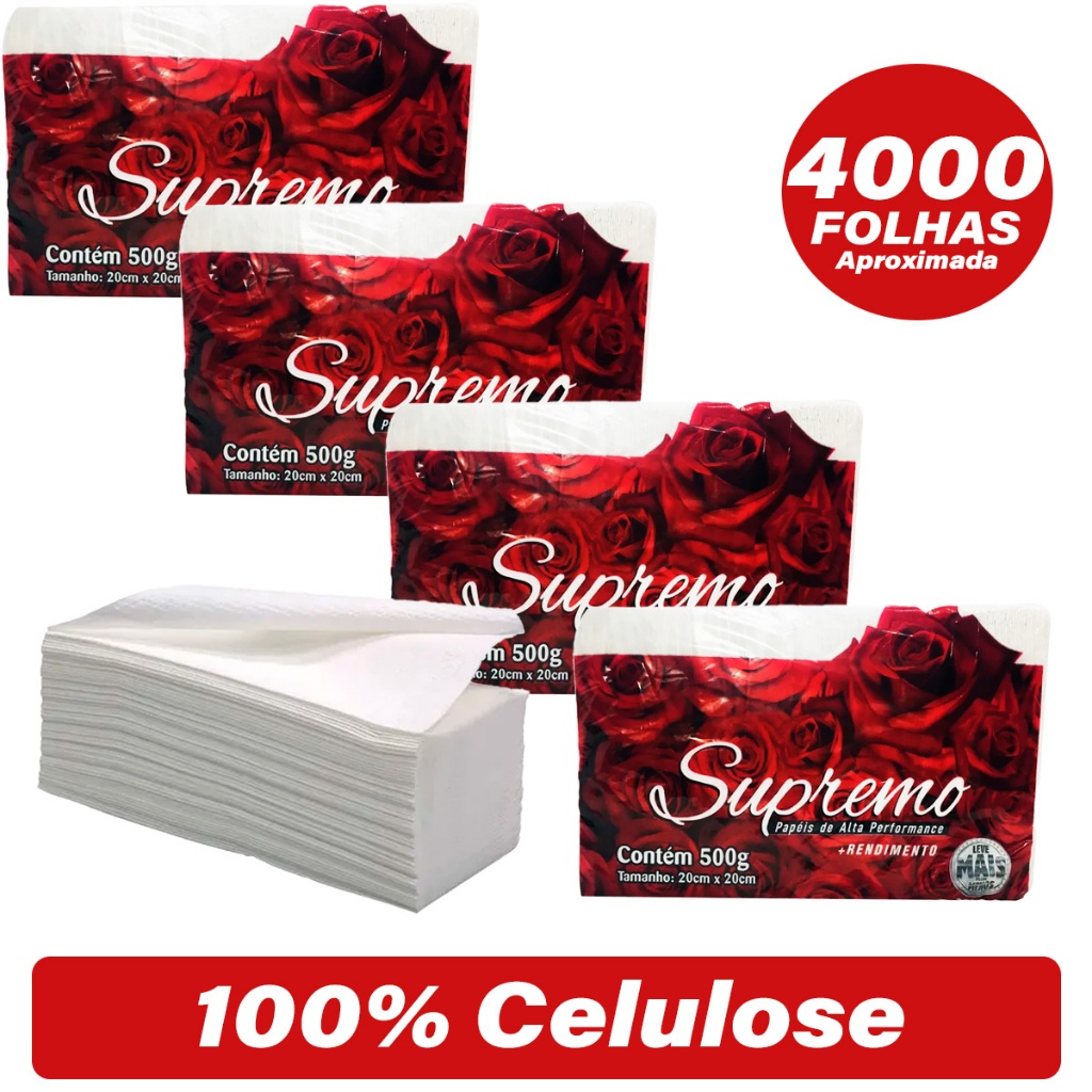 Papel Toalha Interfolha 2 Dobras Extra Branco 20x20 cm 4000 Folhas Enxuga Bem para Casa Restaurantes