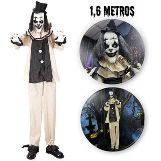 Palhaço em Pe, Movimentos e Ruidos Assustador, Decoração Enfeite Horripilante Halloween 160X105X18CM