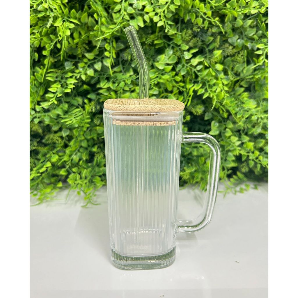 Caneca de Vidro C/Canudo e Tampa 290ml - Hauskraft