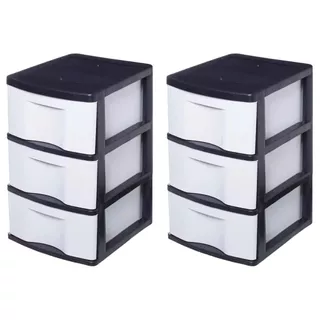 Gaveteiro Chão 3 Gavetas Grandes Organizador Multiuso Branco E Preto