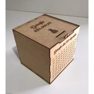 Caixa Desafio Depositos Cofrinho MDF Cru