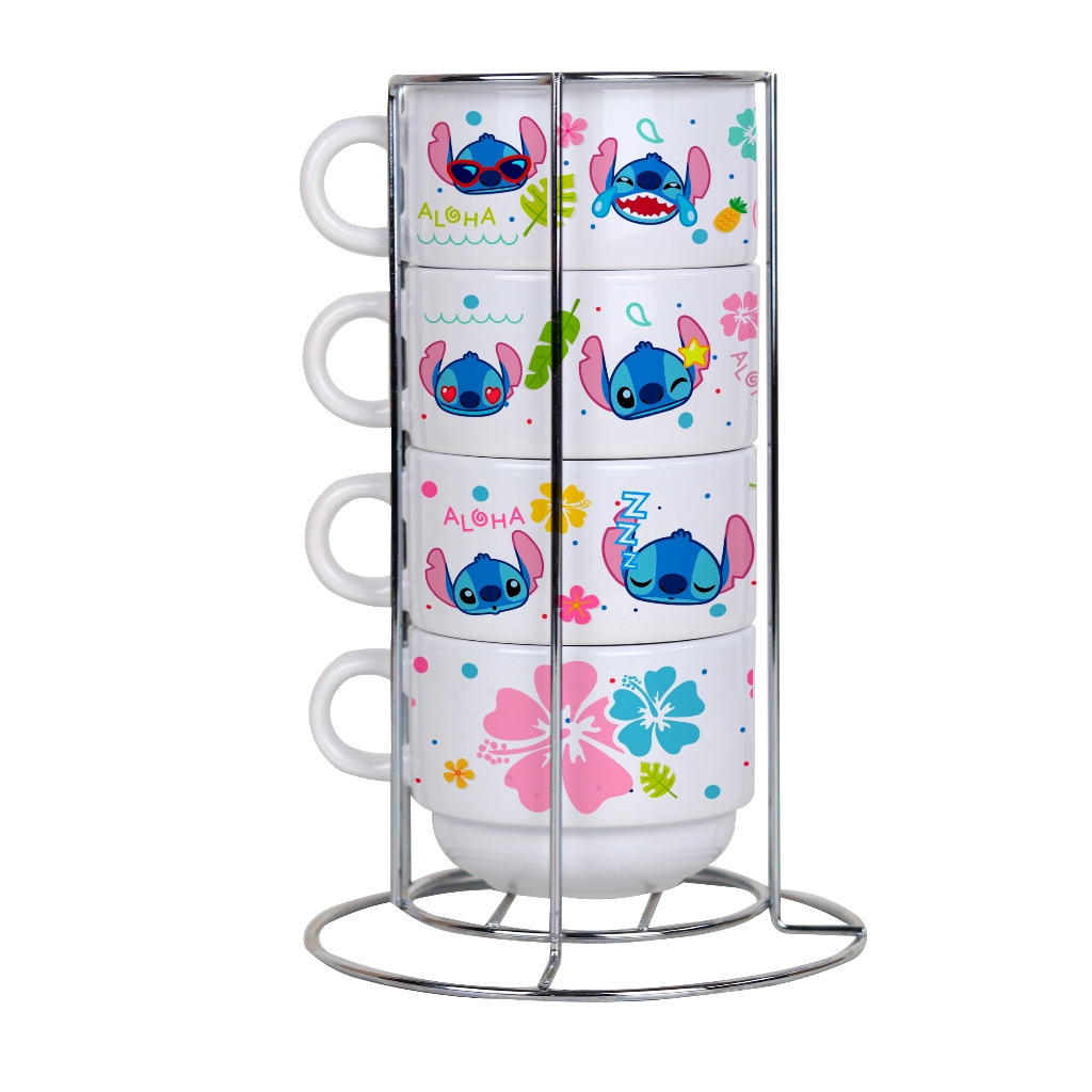 Xícaras Personalizadas Lilo e Stitch - Torre de Xícaras de Porcelana