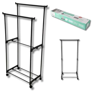 Arara Dupla Cabideiro Closet Plástico E Ferro Clink 5kg Top