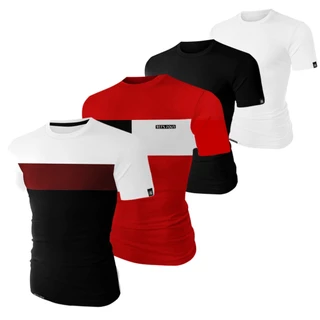 Kit 4 Camiseta Personalizada + Básica Camisas Slim Fit