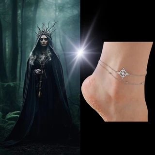 Tornozeleira pulseira dupla nó de bruxa Celta wicca em aço inox 316l - Bijoux by Vivi