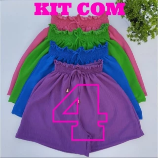 Short Feminino Liso Curto Cintura Alta Com Elástico Na Cintura Shorts Floral