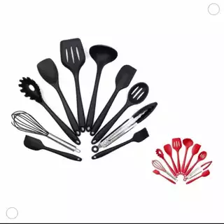 Kit 10 Utensílios de Cozinha de Silicone Original - Conjunto com 10 peças Jogo Completo para Cozinha, presente, cozinhar, mesa posta, Talheres