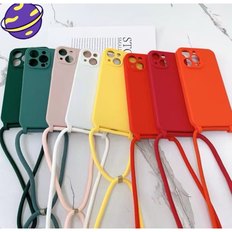 Capa Transversal Para iPhone De Silicone Líquido Celular Com Cordão De ...