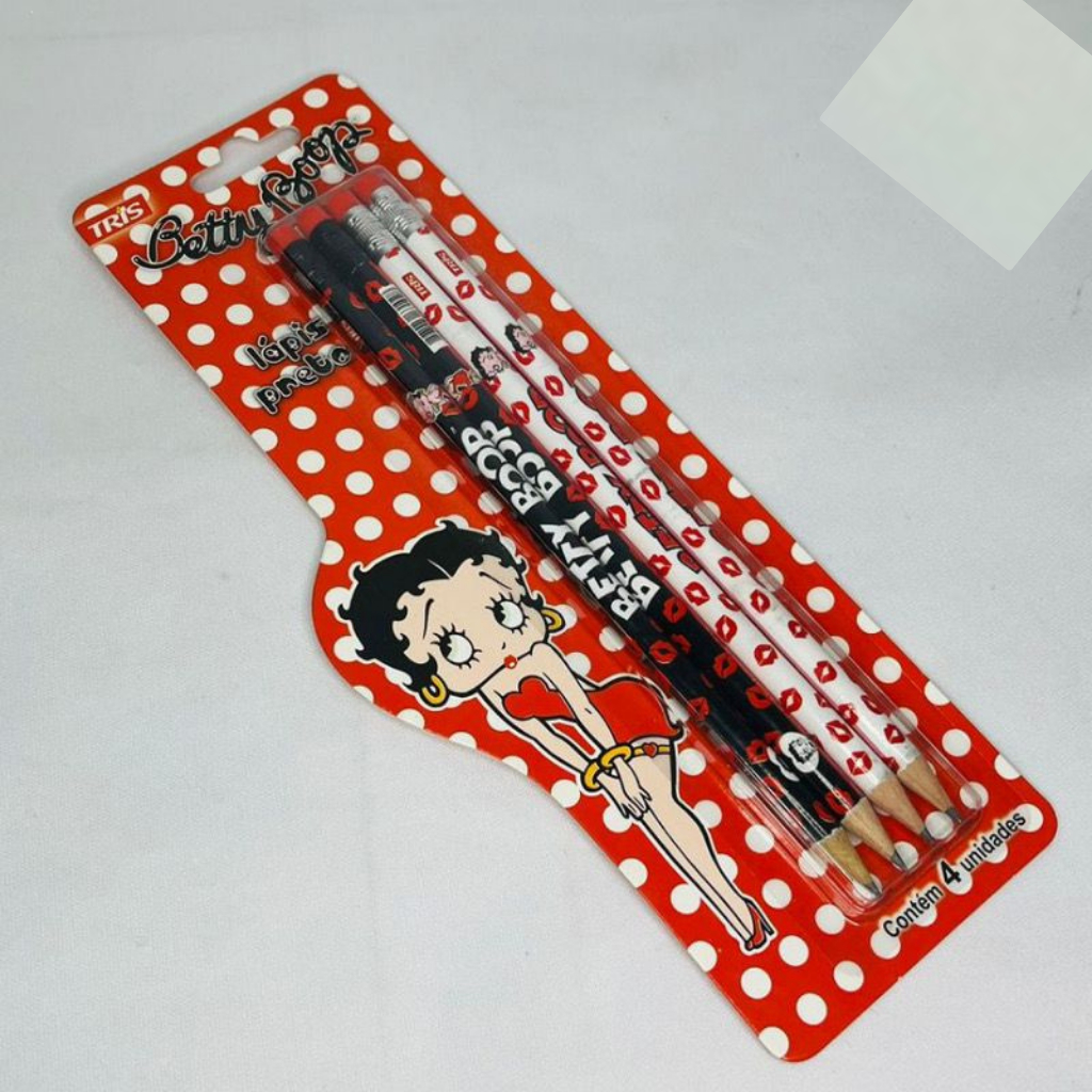 Lápis Preto HB com Borracha betty boop - c/ 4 unid. | Shopee Brasil