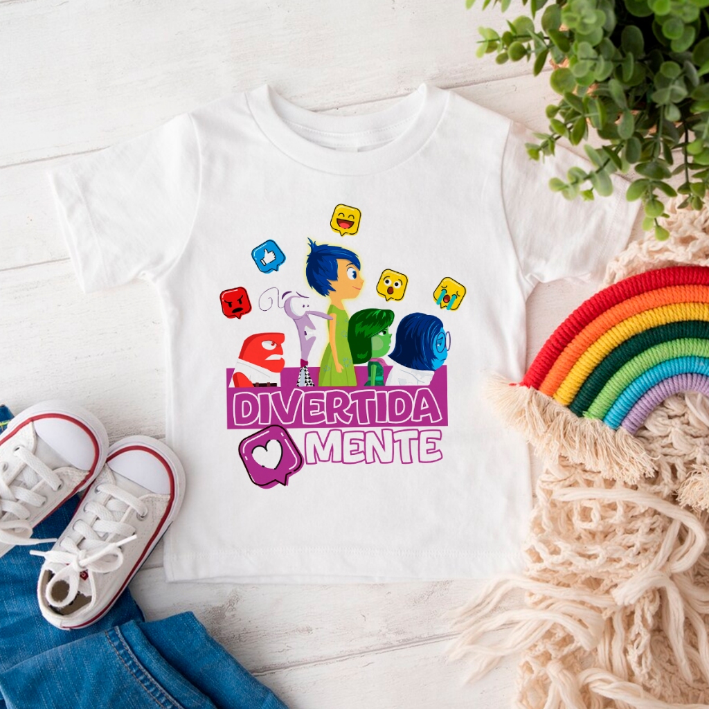 Camiseta Infantil Divertidamente Personagens Alegria Tristeza Raiva Nojinho Camisa Blusa Infantil