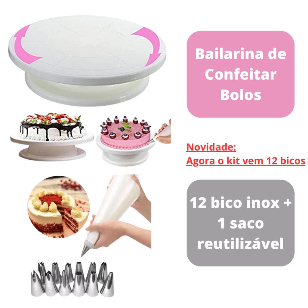 Kit Confeitaria Profissional Bailarina Girat Ria Raspadores Nivelador De Bolo Bico De Confeitar