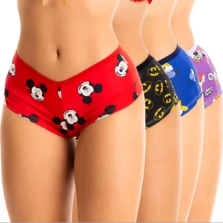 Kit 5 Shortinho Estampado Conforto Boxer Não Marca Lingerie Feminina Calcinha Conforto Adulta Cueca Boxer Feminina Confortável