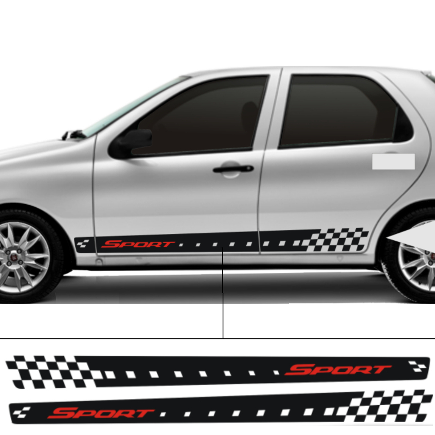 Adesivo Sport Faixa Lateral Para Palio Fire Economy ED EDX 2 Ou 4 ...