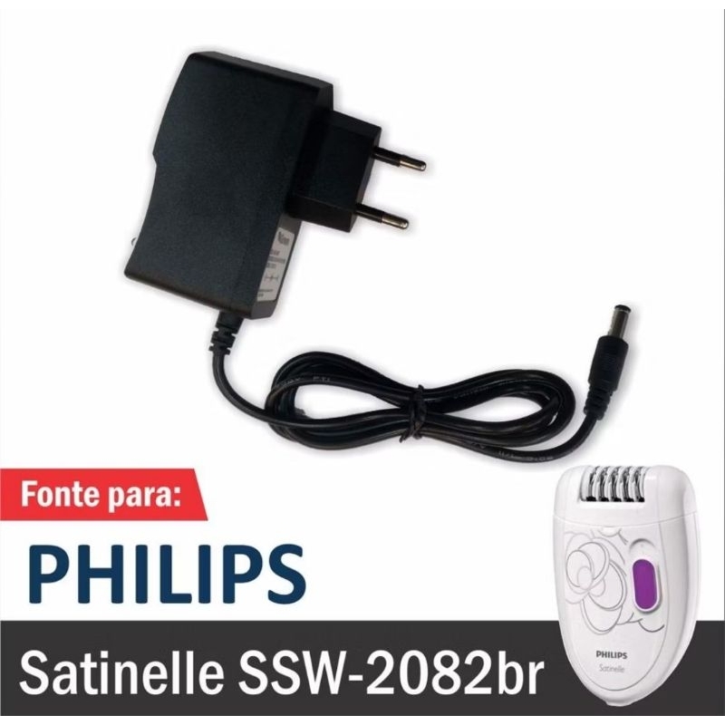 Fonte Para Depilador Philips Satinelle SSW-2082BR (Cabo de Força/ Fonte Carregador/ Cabo de Energia)