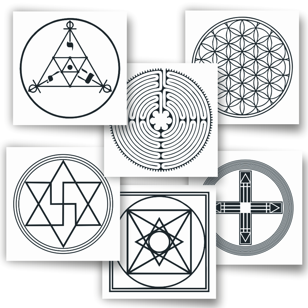 Kit Completo Gráficos Radiestesia 14x14cm Radiônica Placa em PVC