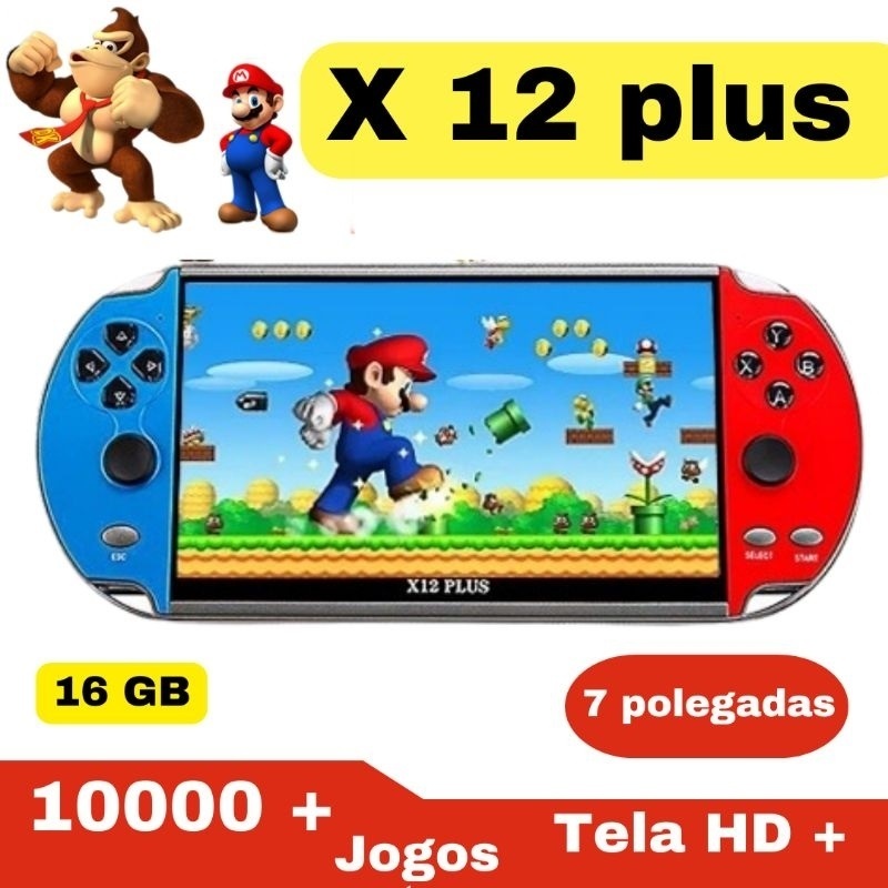 Vídeo game portátil x12 plus 7 polegadas 10 Mil Jogos Classicos