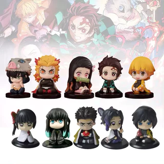 Kit 10 Pcs Bonecos Demon Slayer Q Versão Action Figures Anime Demon Slayer Kimetsu No Yaiba Miniatura Tanjiro Nezuko Inosuke Rengoku Shinobu Himejima Figura De Ação Modelo Brinquedos Para Crianças Presente De Aniversário Colecionáveis Brinquedos Infantis