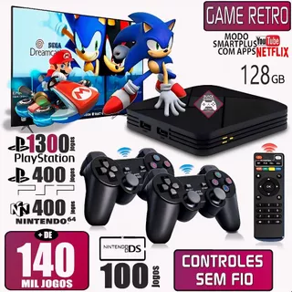 Vídeo Game Elite Retro 2024 140.000 Mil Jogos Clássicos 128gb Com 2 Controles Usb Pro