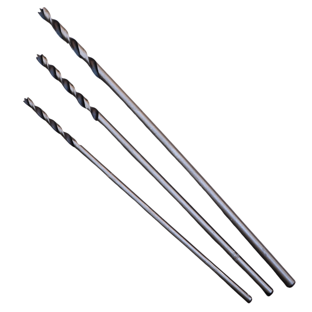 Kit 3 Brocas Longa Mourão Para Madeira 1/4x250mm, 5/16x280mm e 3/8x320mm