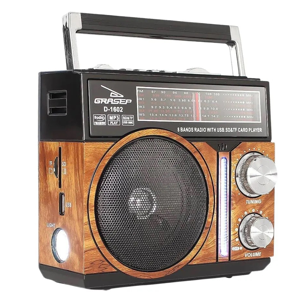 Rádio Am FM Antigo Retrô Portátil USB Vintage Recarregável Grasep