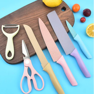 Jogo De Facas Coloridas 6 Peças Aço Inox Faqueiro Churrasco em Oferta na Shopee