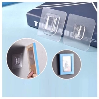 Kit 10 Pares Gancho Adesivo Macho Fêmea Dupla Face Transparente Sem Furos Pregos Para Banheiro
