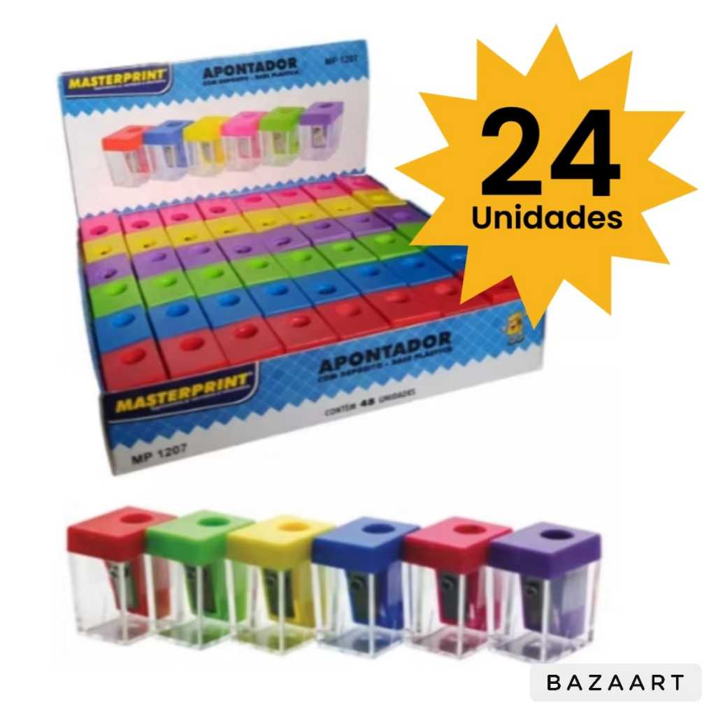 Apontador Escolar Com Depósito 24 Unidades Cores Sortidas Masterprint