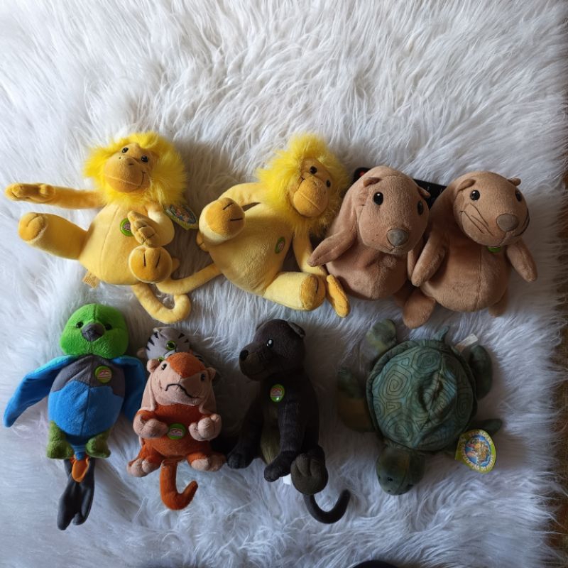 Pelúcias Colecionáveis 2001 Guaraná Antártica Coleção Caçulinhas do Brasil Mico Leão Papagaio Capivara Pantera Tartaruga