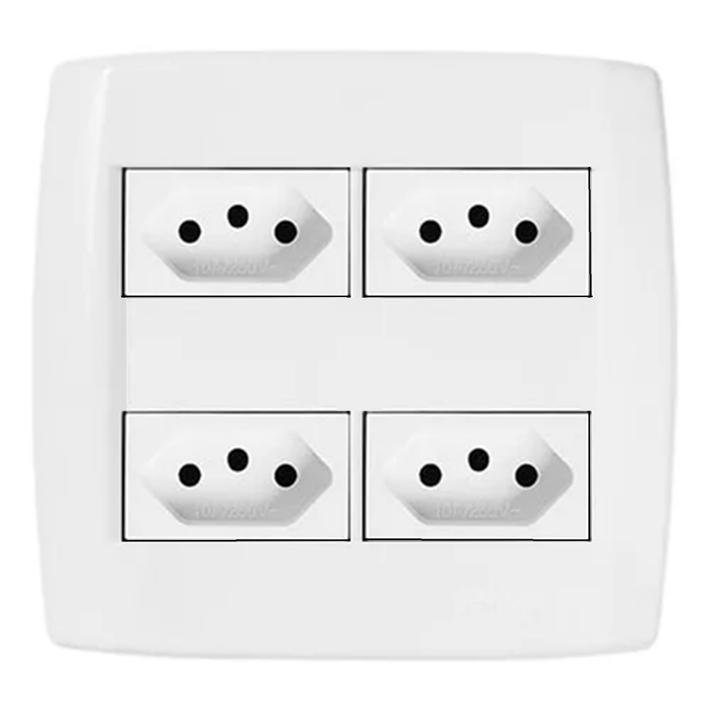 Tomada 4x4 com 4 Tomadas Modular Pluzie Pluzi Branca | Shopee Brasil