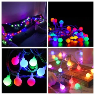 Pisca Pisca De Natal Bolinhas Cerejinhas Colorido RGB 66 LEDs 10 Metros Fio Transparente Via USB