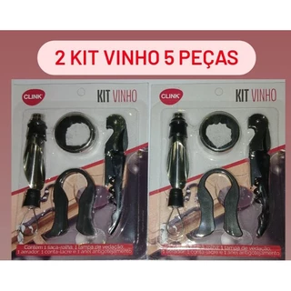 2 Kit Vinho 5 peças Inox Luxo Clink