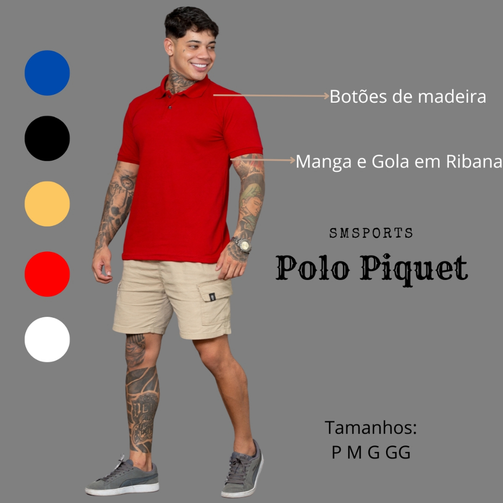 Kit 3 Camisas Masculinas Polo Agodao Coloridas Lisas Uniformes