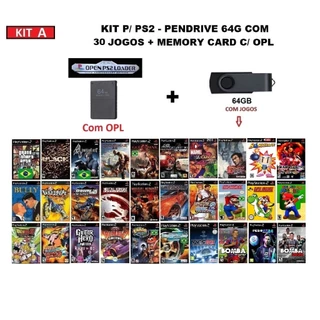 Kit OPL - Memory card 64M com OPL + Pendrive com jogos de ps2 - Leia a descrição