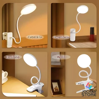 Luminária De Mesa Led Abajur Com Garra Manicure Maquiagem Leitura Usb Ajustável e Flexível QuartoTD129