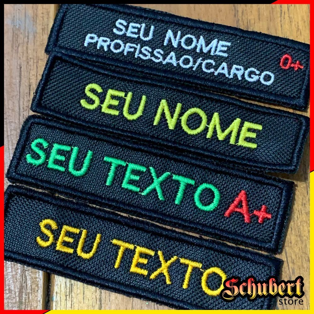 Nome Tarjeta Sutache bordado para fardas militares 10x2,5cm fecho de contato opcional