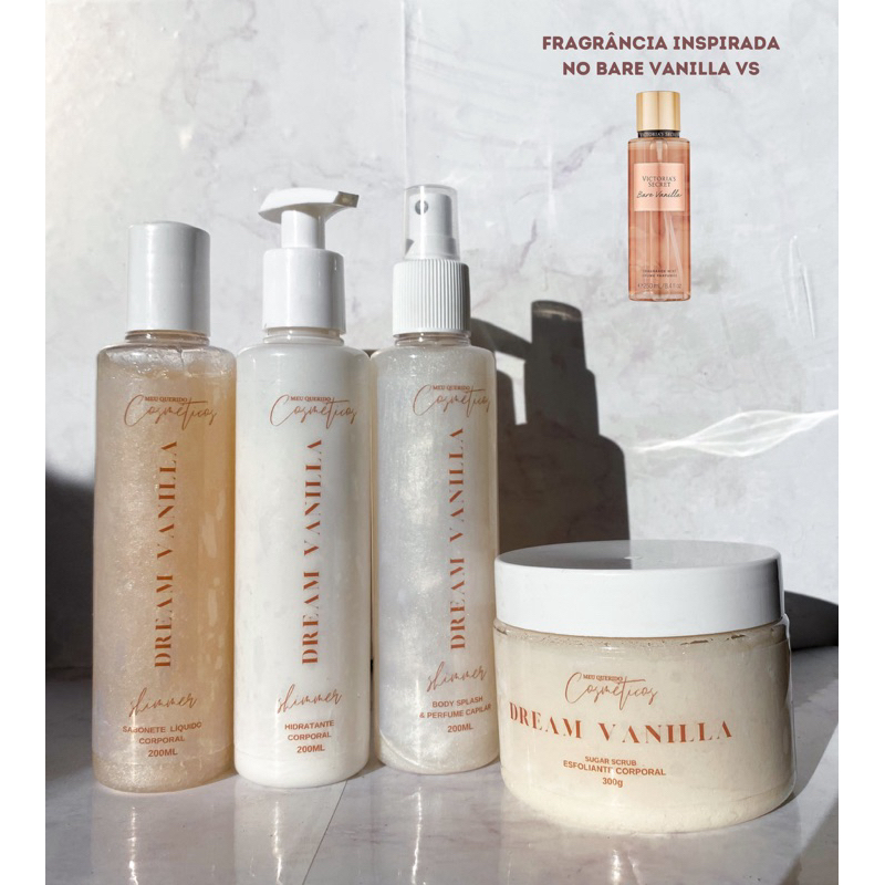 Kit Corporal Completo Dream Vanilla Cheirinho de Baunilha Inspiração Bare Vanilla Victoria’s Secret