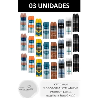 Kit 03un Desodorante Above Pocket Aerosol 100ml - Ideal para levar na bolsa e mochila (Escolha a fragrância)