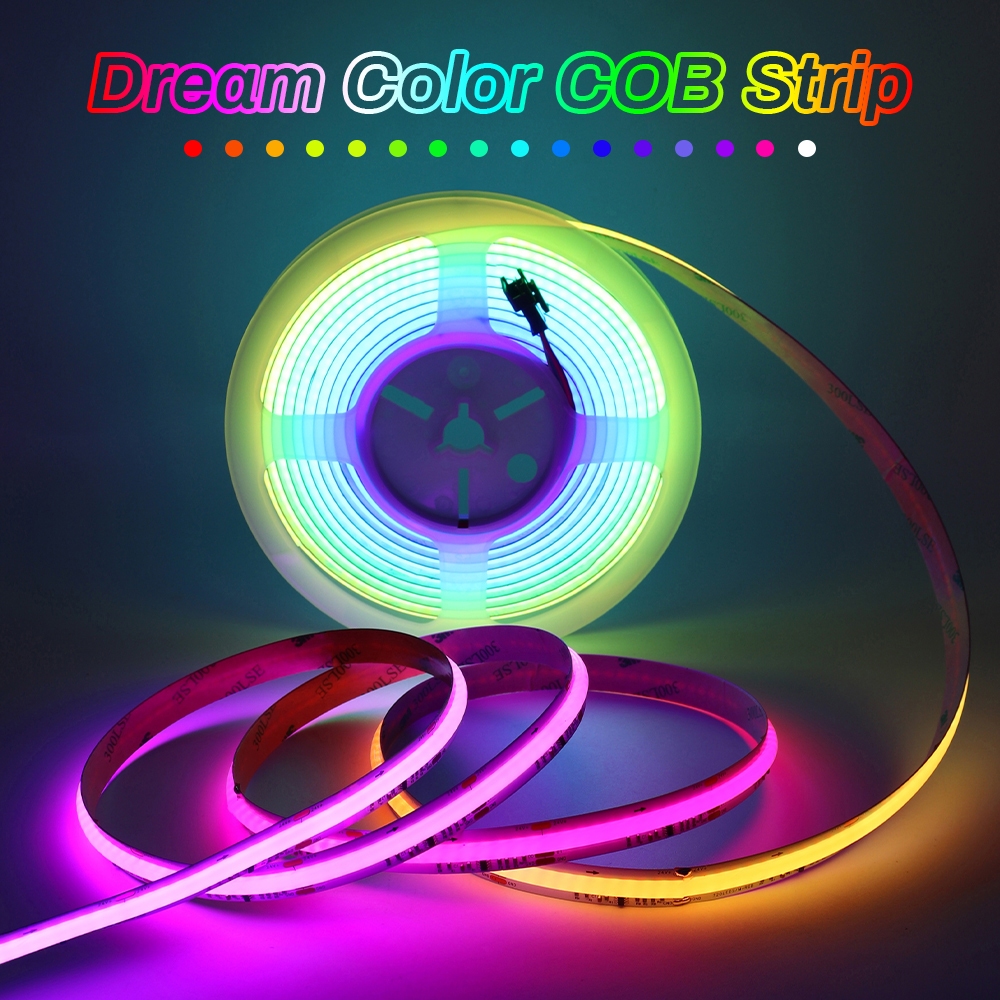 Fita de LED COB endereçável de 24 V 5 m WS2811 RGBIC RGB Dream Color 720 Leds/m Fita de luz LED decoracao de quarto