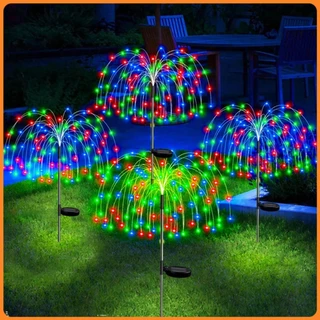 Kit 2 Solar LED Fogos Artifício Luz De Fada Decoração Jardim Livre Caminho Gramado Para Festa Quintal De Pátio Casamento Natal