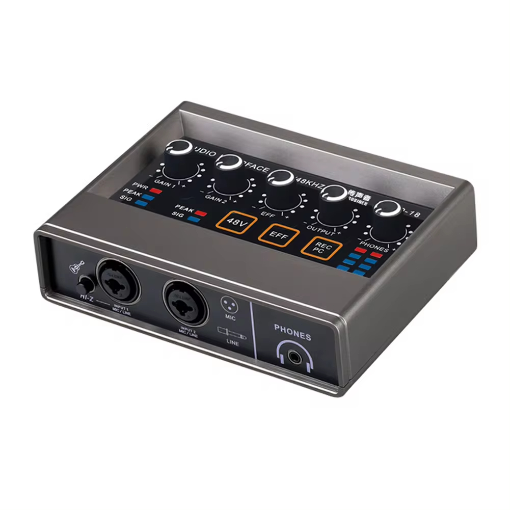 TEYUN Q-16 Interface de Áudio Placa de Som Conversor 16-bit/48KHz Guitarra Eléctrica Gravação ao Vivo Para Interface de Estúdio Canto DJ Q16
