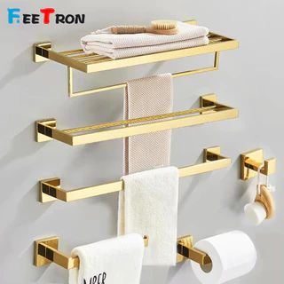 Acessorios Para Banheiro Dourado Quadrado Banheiro Suporte Toalhas Inox 304