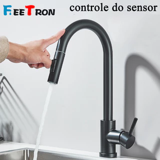Torneira Para Pia De Cozinha Com Controle De Sensor De Toque E Alça Unica Em Aço Inoxidável