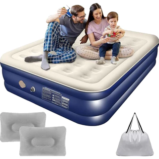 Colchão Casal Inflável 203*152*46CM, Multiuso Com Inflador Embutido Casa Praia Camping