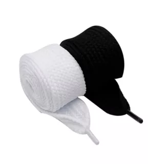 2 Pares De Cadarço Largo Bboy Fat Lace Grosso 1,20 Cm Cores Preto e Branco