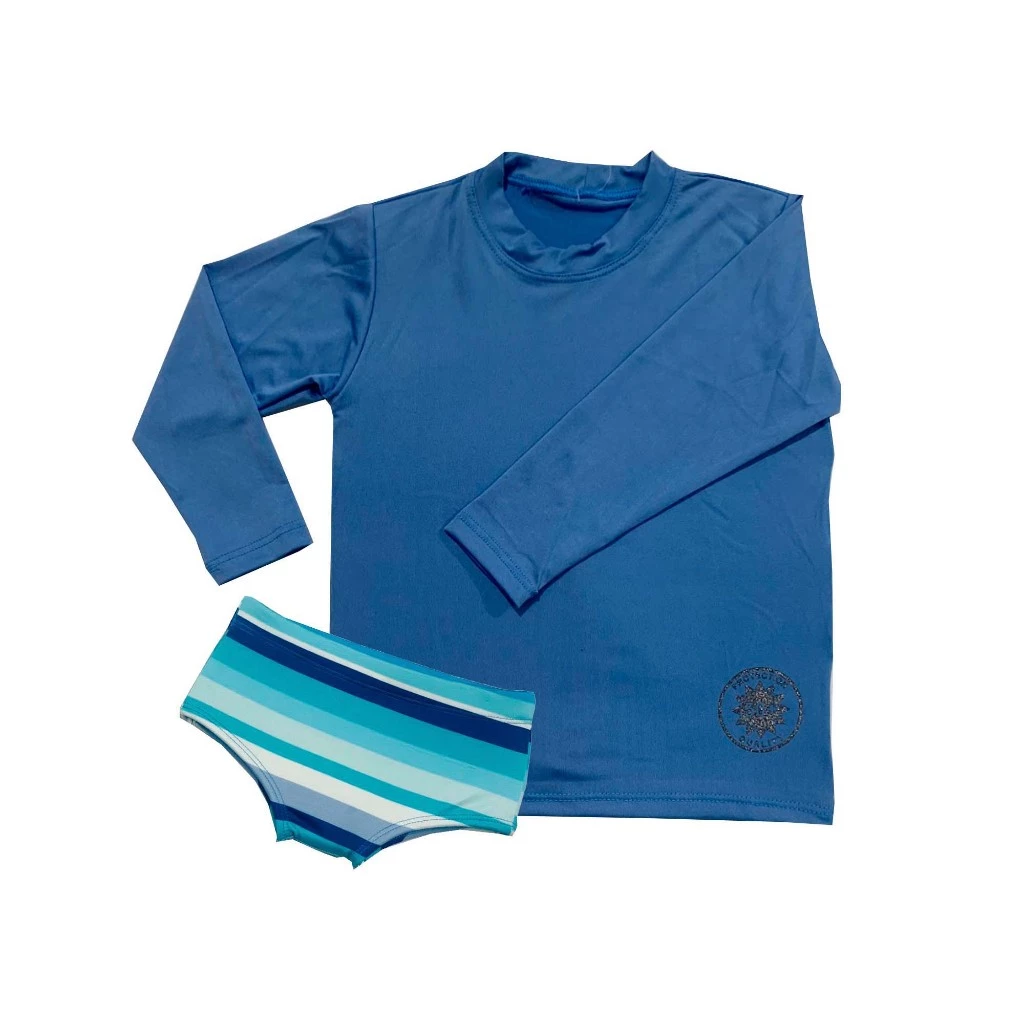 Camisa de proteção 50 azul claro + sunga infantil/juvenil