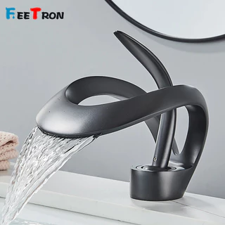 Torneira Banheiro Latão Moderna Luxo Criativo De Preto Premium Monocomando