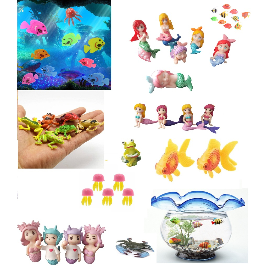Enfeite de aquário Diversos Peixe Peixinho artificial Flutuante Sereia Estrela Cavalo Marinho Sapo